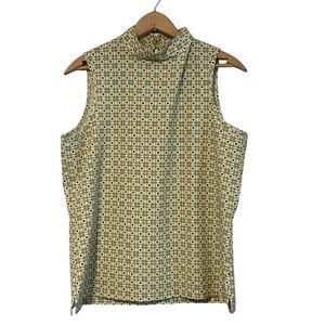 Byrdie Golf Social Wear Green Floral Sleeveless Top Size XL Women’s